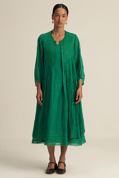 Gaach Sage green floral embroidered jacket set GAACAUG26D153145