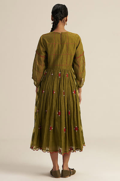 Gaach Green tie-dye embroidered maxi dress GAACJUL26D150901