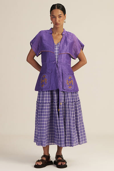 Gaach Lilac embroidered jacket and dress set GAACJUL26D150909