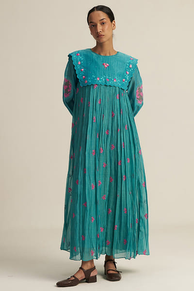 Gaach Sky blue embroidered maxi dress GAACJUL26D150911