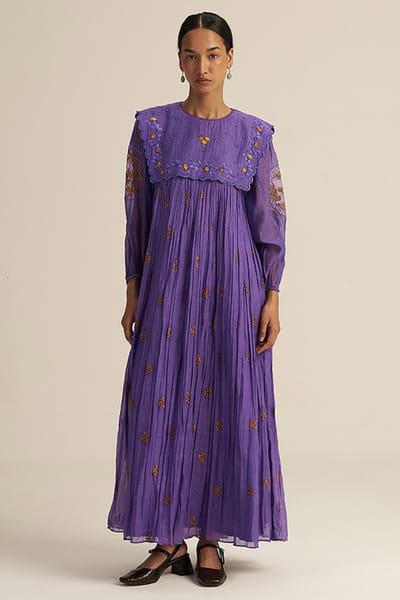Gaach Lilac embroidered maxi dress GAACJUL26D250913
