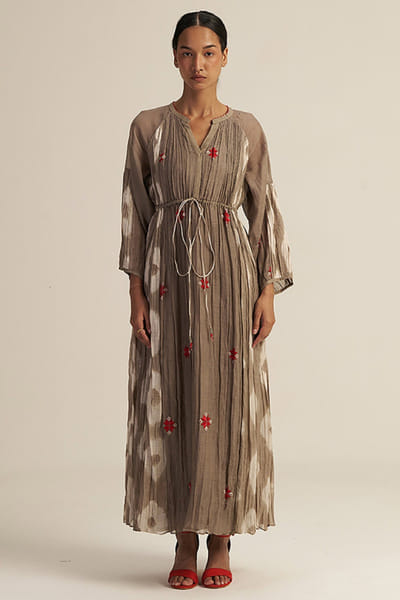 Gaach Grey embroidered tie-dye maxi dress GAACJUL26D250921