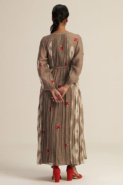 Gaach Grey embroidered tie-dye maxi dress GAACJUL26D250921
