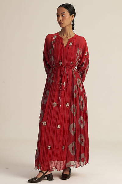 Gaach Red embroidered tie-dye maxi dress GAACJUL26D250922