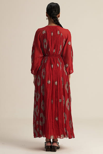 Gaach Red embroidered tie-dye maxi dress GAACJUL26D250922