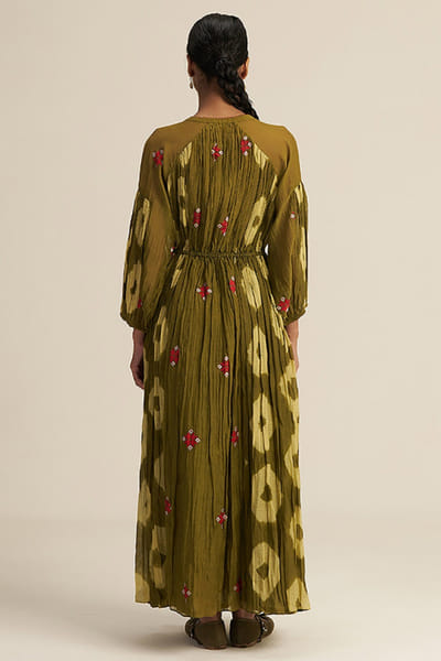 Gaach Green embroidered tie-dye maxi dress GAACJUL26D250923