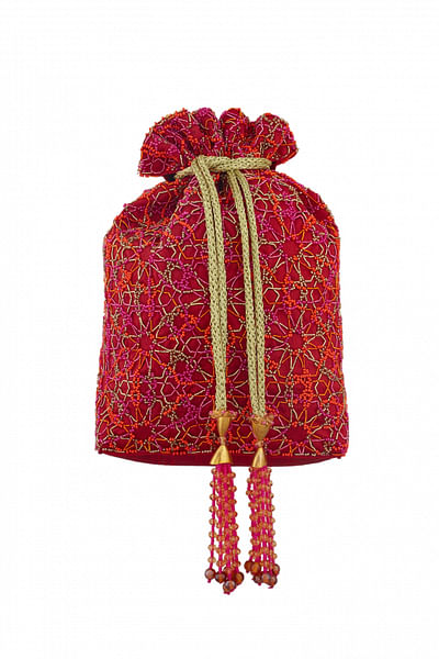 Embroidered drawstring bag