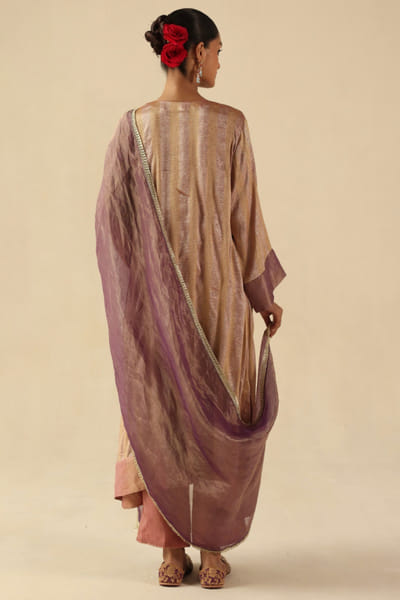 Begum Pret Rose striped zari kurta set BEGJUL25D132706