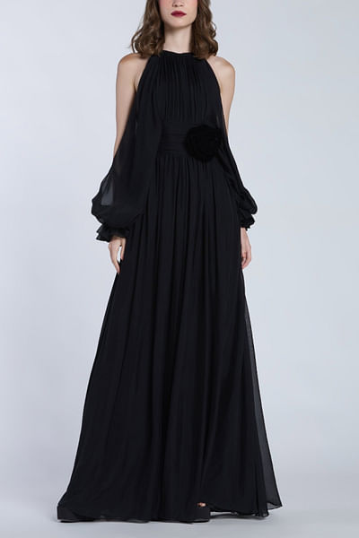 Black halter neck jumpsuit