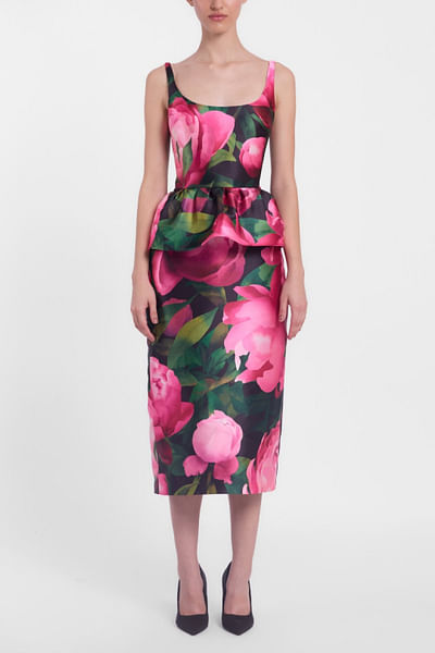 Pink floral printed dress