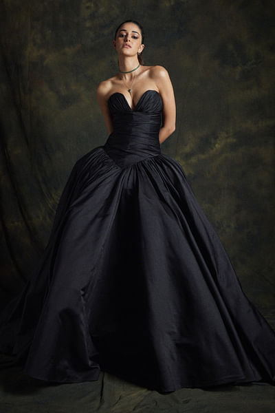 Black strapless gown