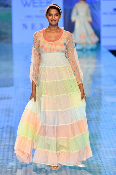 Multicolor tiered maxi dress