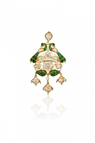 Peacock embellished brooch