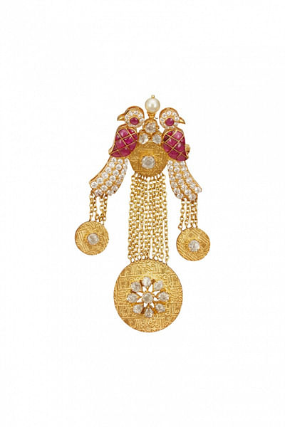 Bird and tassel accented brooch