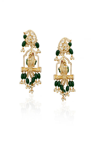 Polki parrot jhumkas