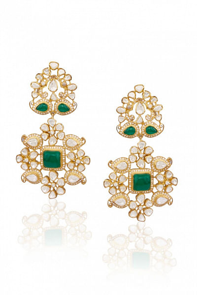 Emerald stone accented earrings