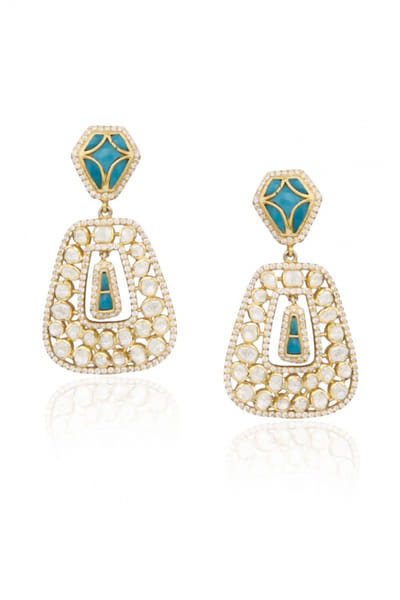 Turquoise stone accented danglers