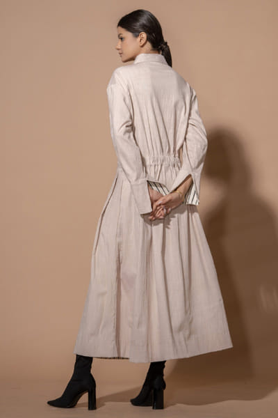 Stoïque Brown pleated cotton midi dress STOJUL26D148911