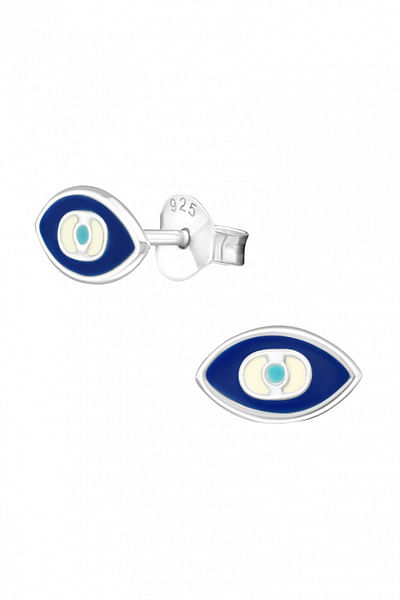 Silver evil eye earrings