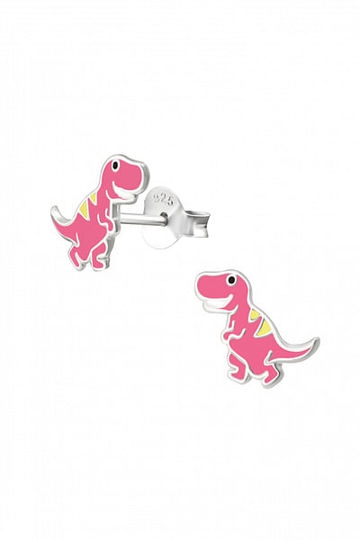 Pink dinosaurus earrings