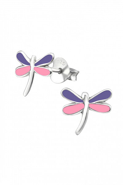 Pink and purple dragonfly earrings