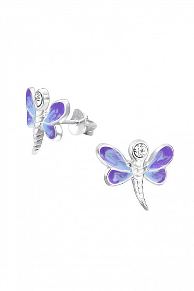 Purple dragonfly earrings