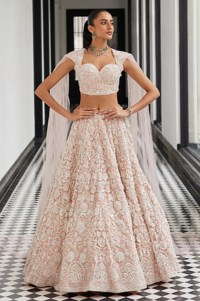 Pink embroidered lehenga set