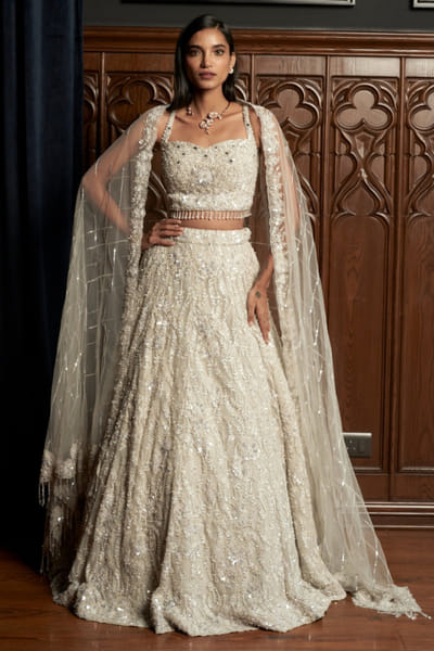Istya Grey applique embroidered lehenga set ISTAUG25D135244