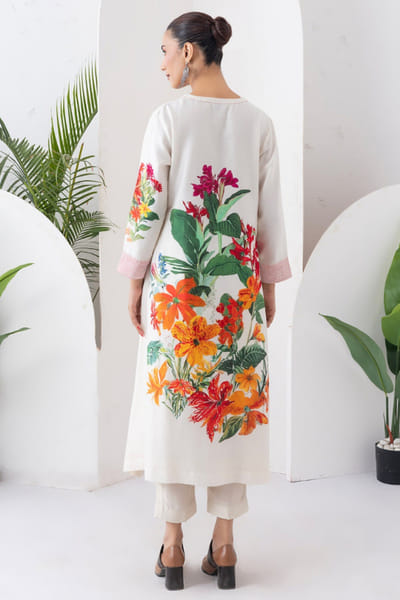 Haute Mess Ivory floral printed tunic set HAUTJUL26D150182