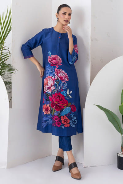 Haute Mess Cobalt blue printed tunic set HAUTJUL26D150183