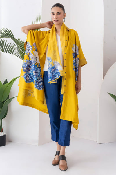 Haute Mess Yellow printed kaftan set HAUTJUL26D150185