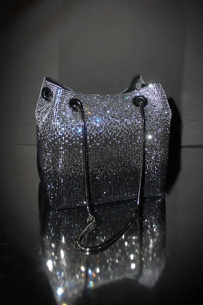 Black diamond crystal embellished potli bag