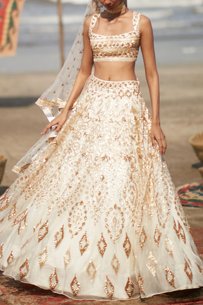 Ivory embellished lehenga set