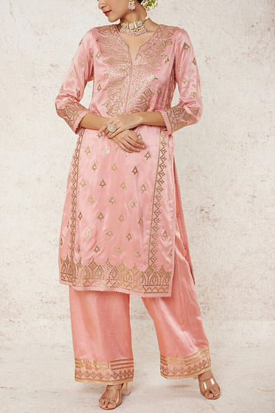 Pink embroidered kurta set