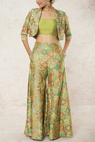 Green printed jacket co-ord set