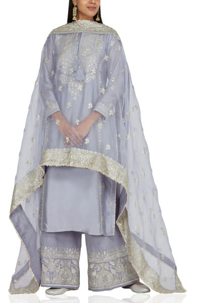 Lilac embroidered kurta set