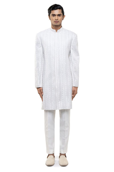 White embellished sherwani set