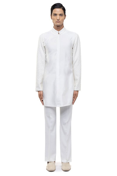 Ivory thread work kurta set