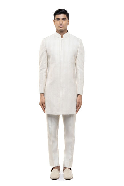 Off-white embroidered sherwani set