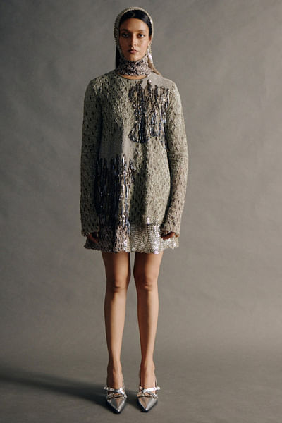 Carbon sequin embellished dress