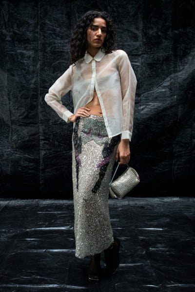 Multicolour sequin and bead embellished bag