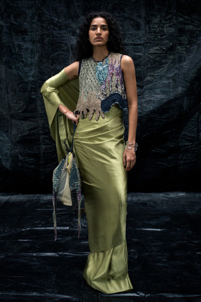 Multicolour sequin hand embellished blouse