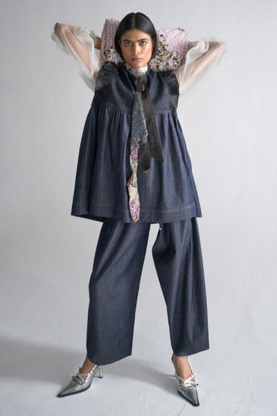 Blue denim farshi pants