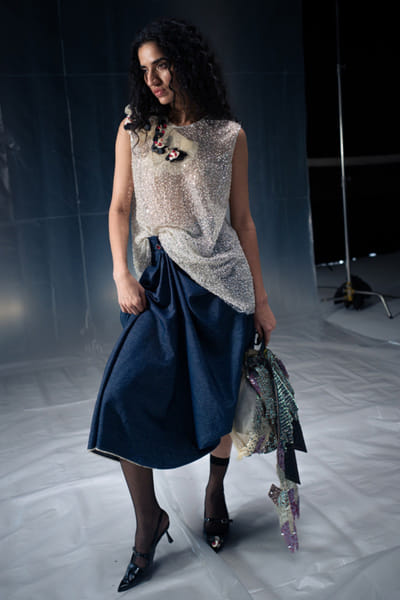 Blue denim dhoti skirt