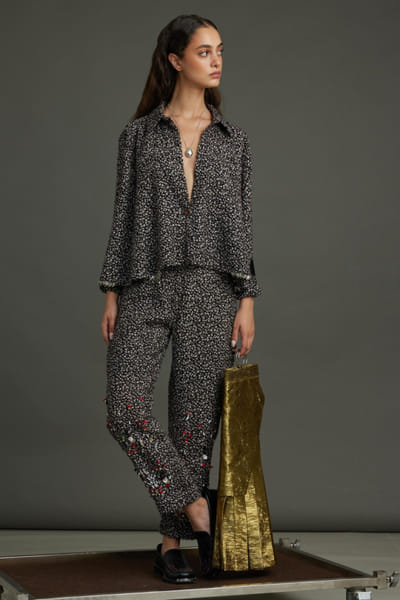 Black hand embellished trousers