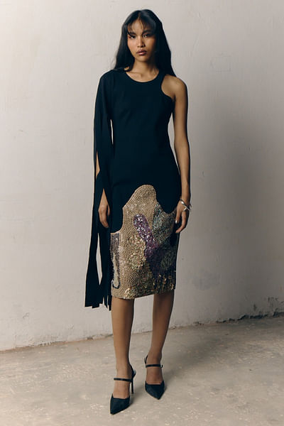 Black sequin embroidered dress
