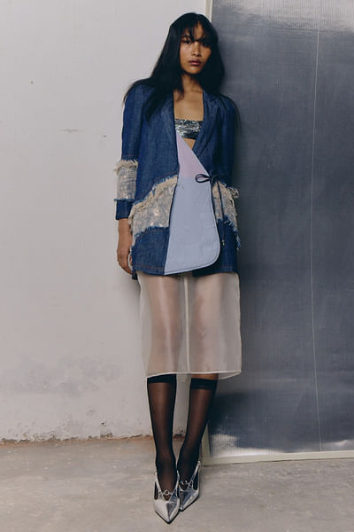 Denim blue quilted jacket and dress