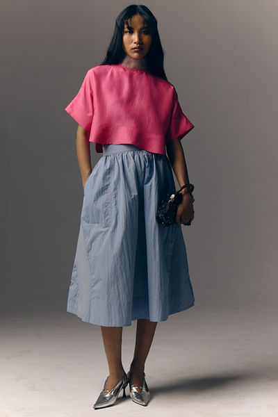 Pink silk crop top