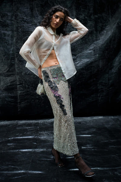 White silk organza shirt