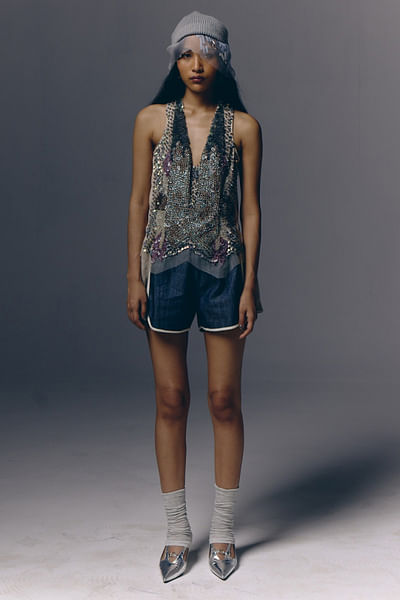 Skin embellished top
